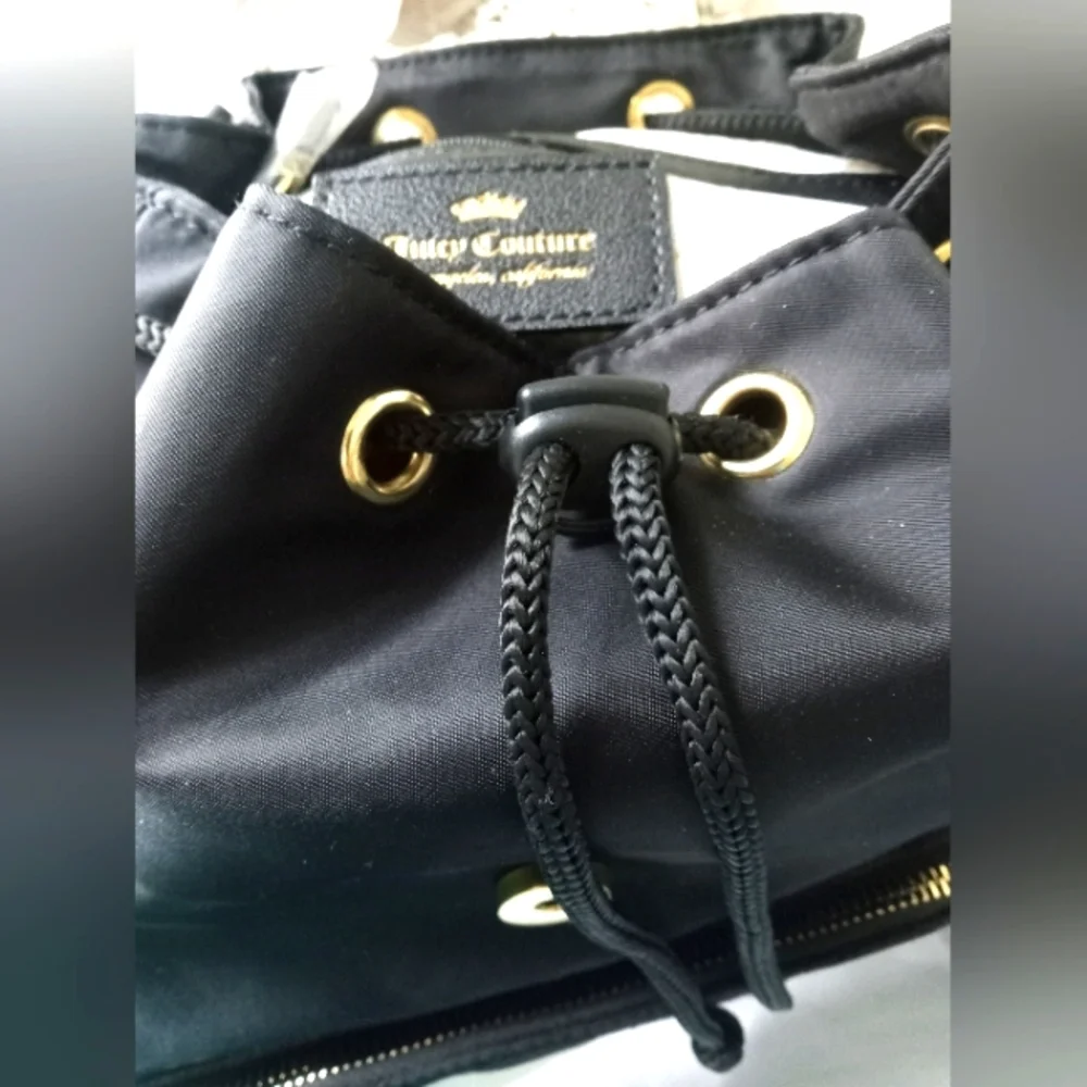 💝Juicy Couture *Rare* Black Cross My Heart Backpack VTG Red Appliqué Heart NWT